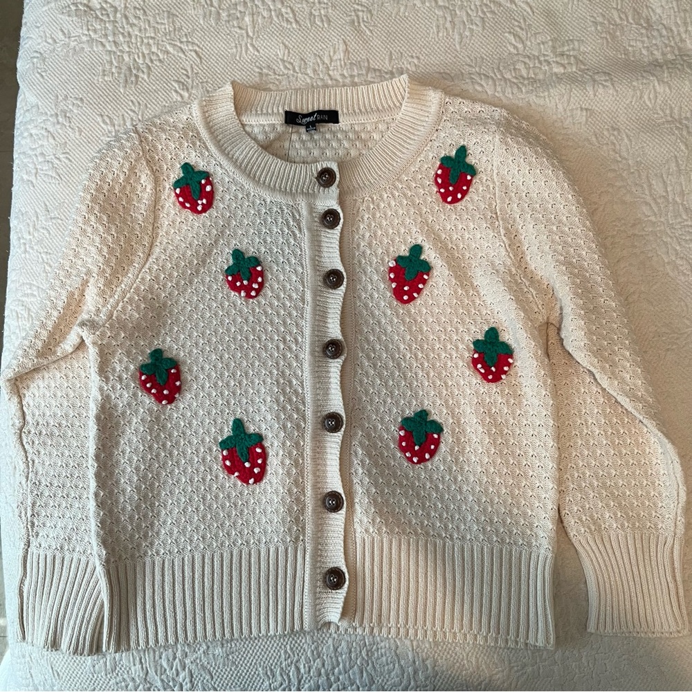 ModCloth Crochet Strawberry Cardigan